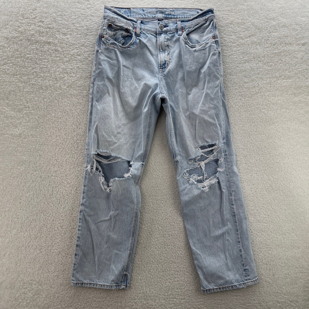 American Eagle Jeans Womens 6 Regular Blue Ex Boyfriend Straight Stretch Preppy